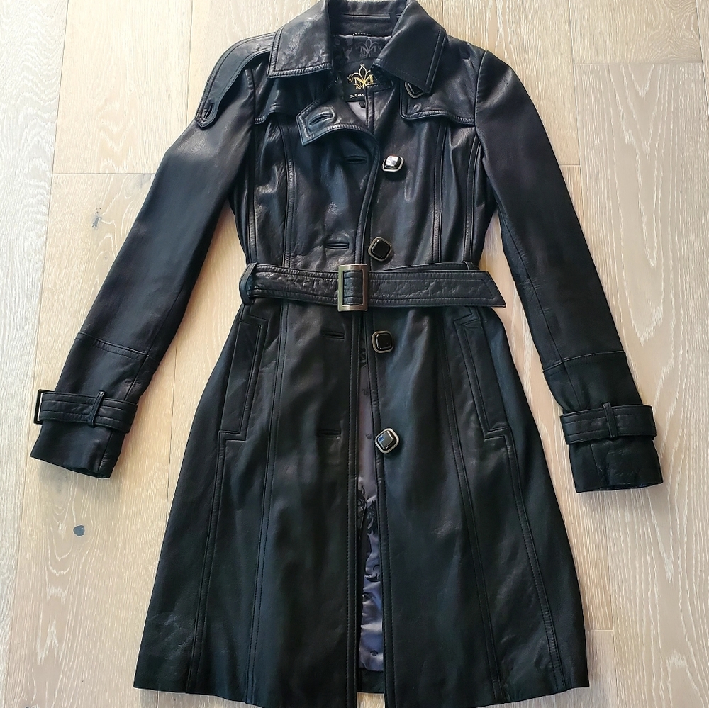 Mackage Lamb Leather Coat In Black